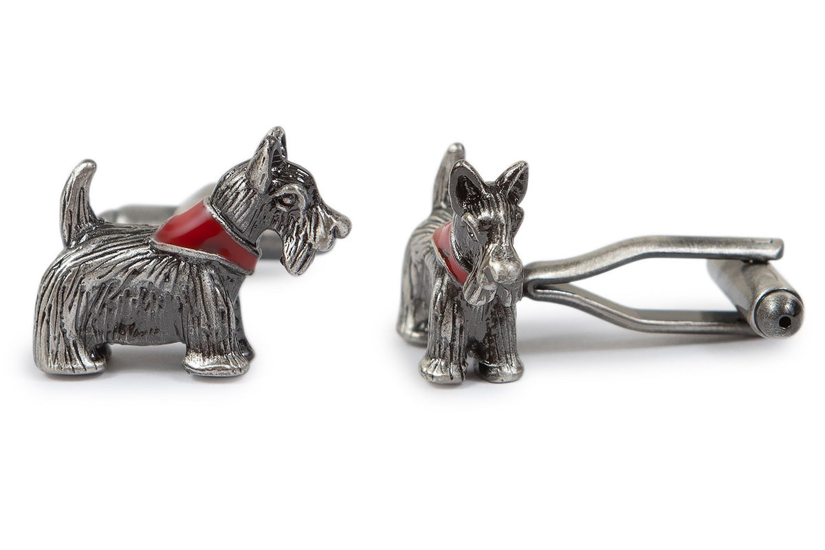 Gemelos para Camisa Perro Terrier Acero Perrito 25x15 mm