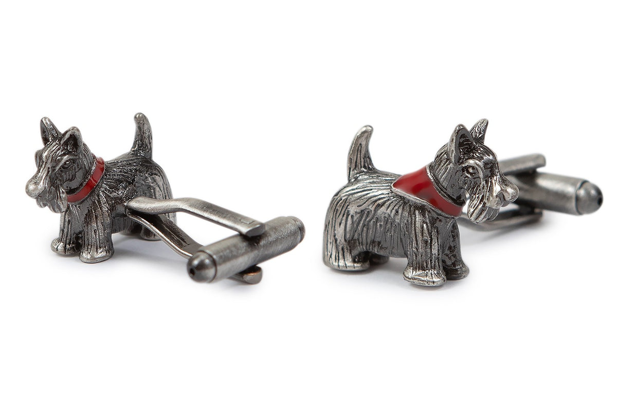 Gemelos para Camisa Perro Terrier Acero Perrito 25x15 mm