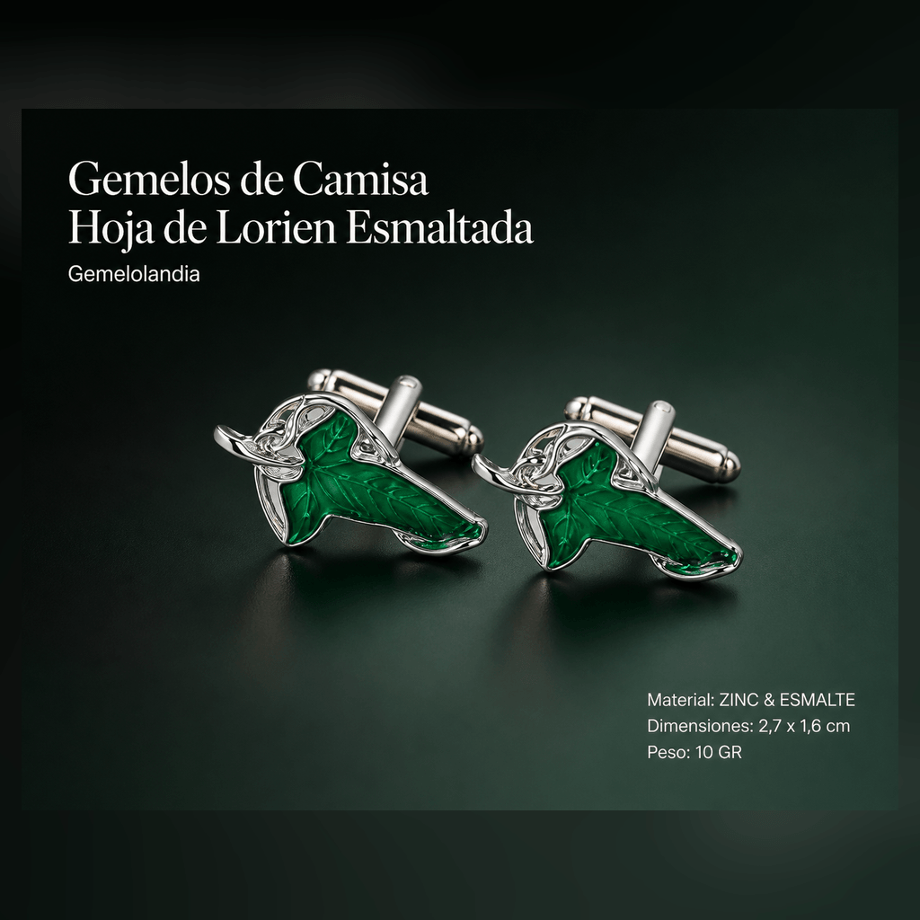 Gemelos de Camisa Hoja de Lorien Esmaltada 2,7 x 1,6 cm