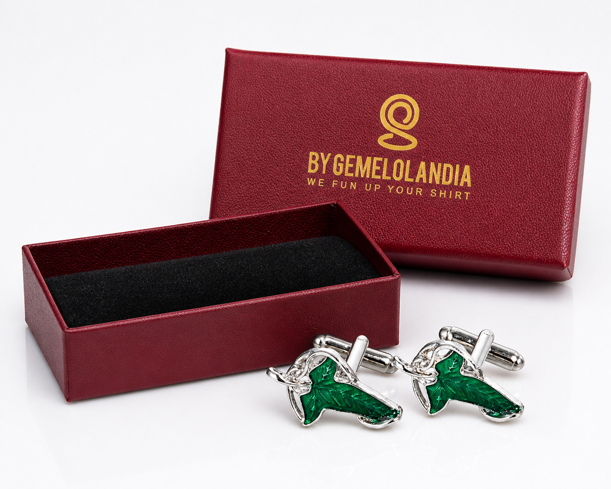 Gemelos de Camisa Hoja de Lorien Esmaltada 2,7 x 1,6 cm