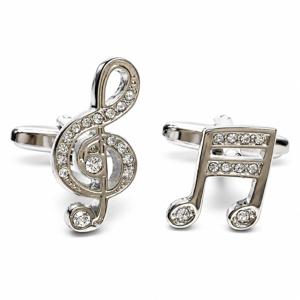 Gemelos para Camisa Clave Sol y Nota Musical Cristal