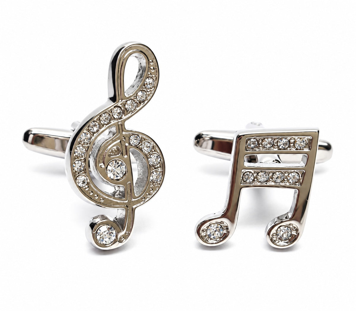 Gemelos para Camisa Clave Sol y Nota Musical Cristal