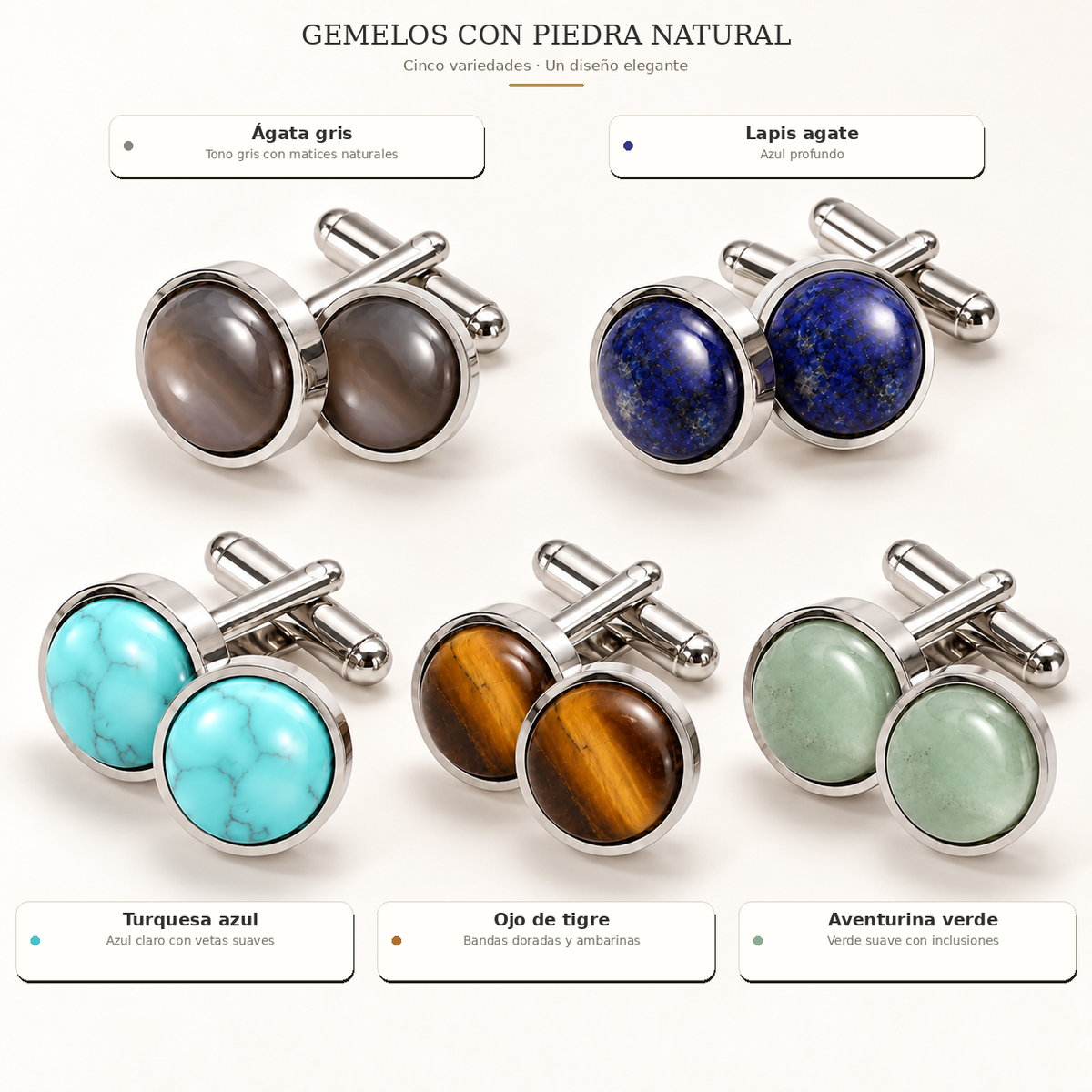 Gemelos para Ceremonia de Piedras Naturales