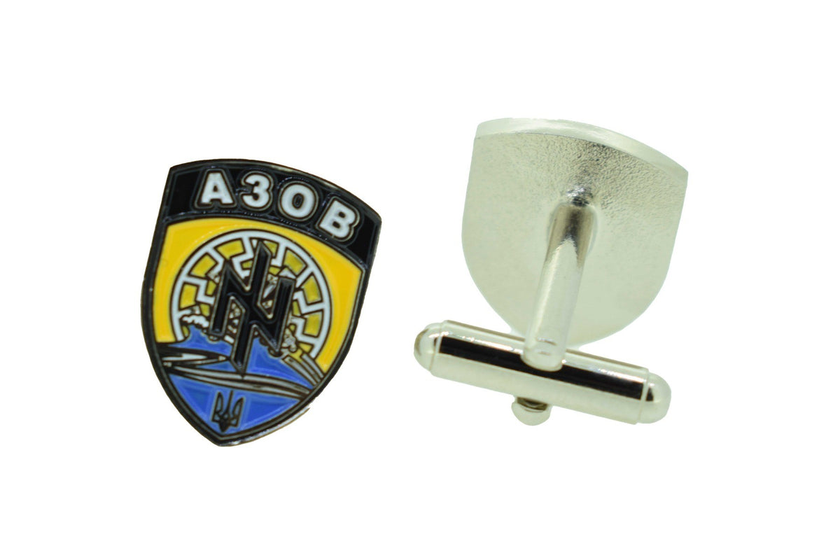 Gemelos de camisa Azov con bandera de Ucrania esmaltado a color 2x1,5cm - Gemelolandia