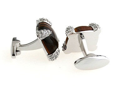 Gemelos Brown Stone Plated Engarced