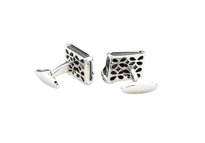 Gemelos Stone Black  Plated Engarced