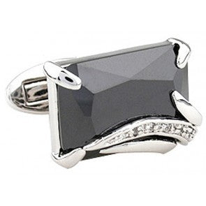 Gemelos Stone Black  Plated Engarced