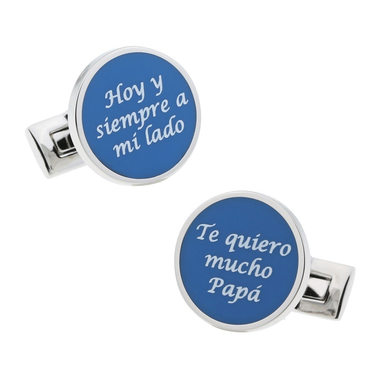 Gemelos de Camisa Boda Frases Hoy y Siempre a mi Lado + Te Quiero Mucho Papa Azul 15mm