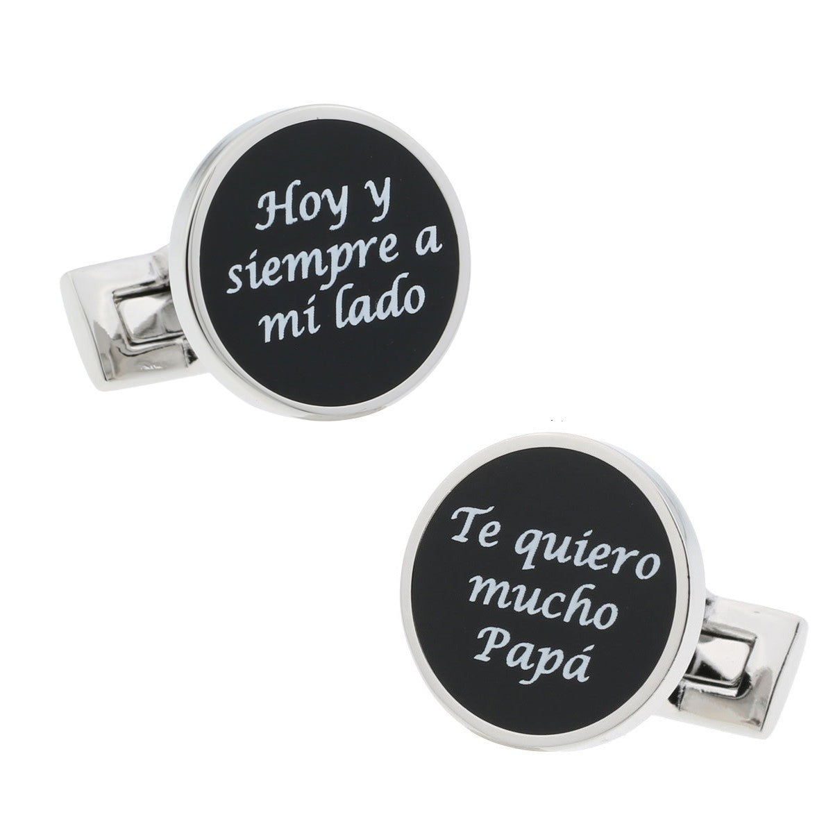 Gemelos de Camisa Boda Frases Hoy y Siempre a mi Lado + Te Quiero Mucho Papa Negro 15mm