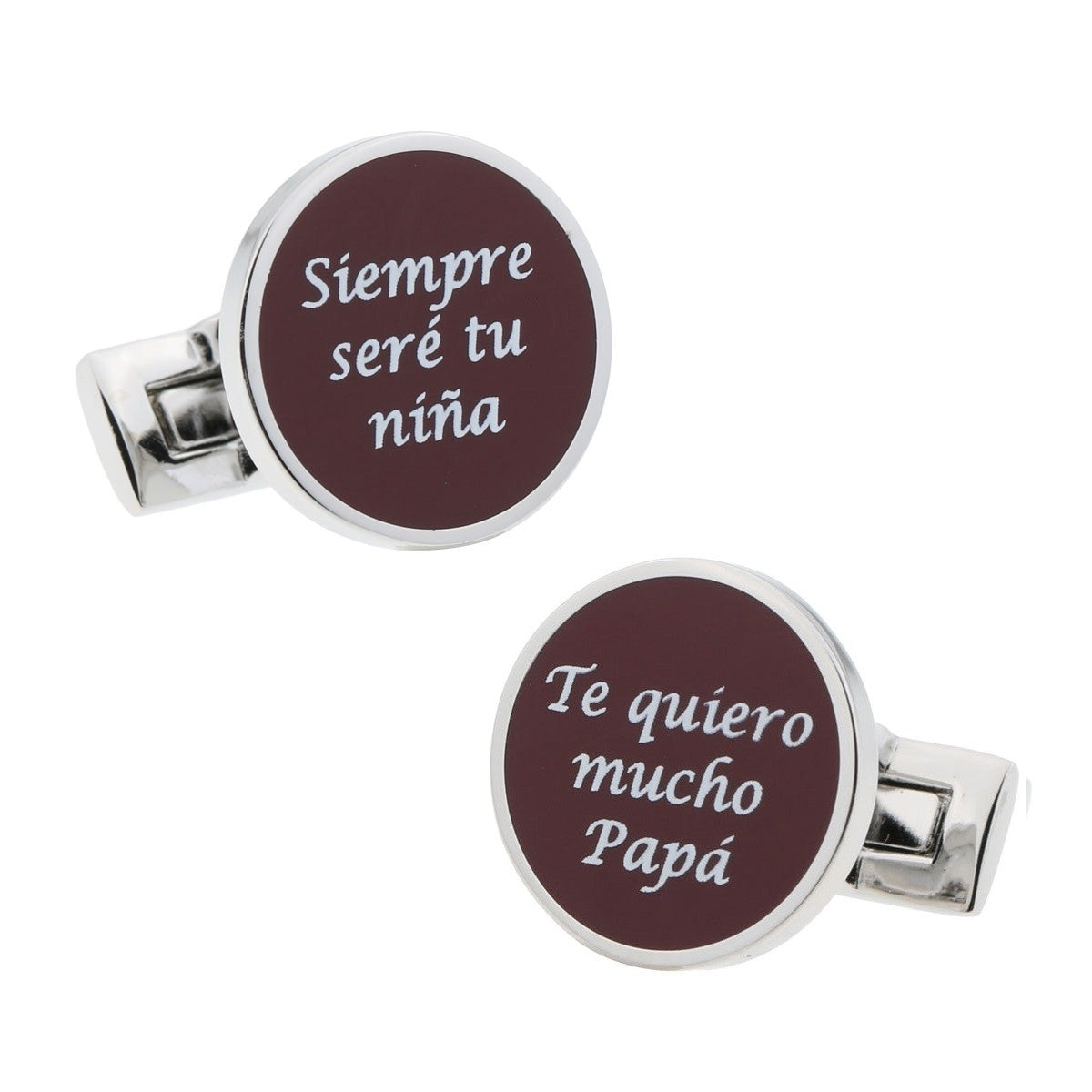Gemelos de Camisa Boda Frases Siempre Sere Tu Niña + Te quiero Mucho Papa Burdeos 15mm