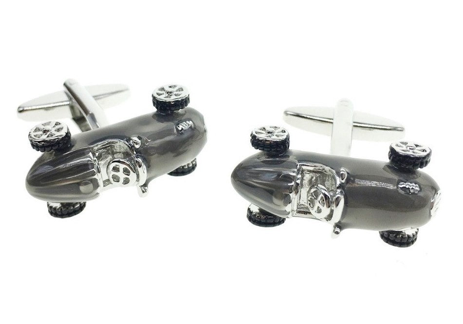 Gemelos de camisa Bolido cool retro style metallic silver motor racing car