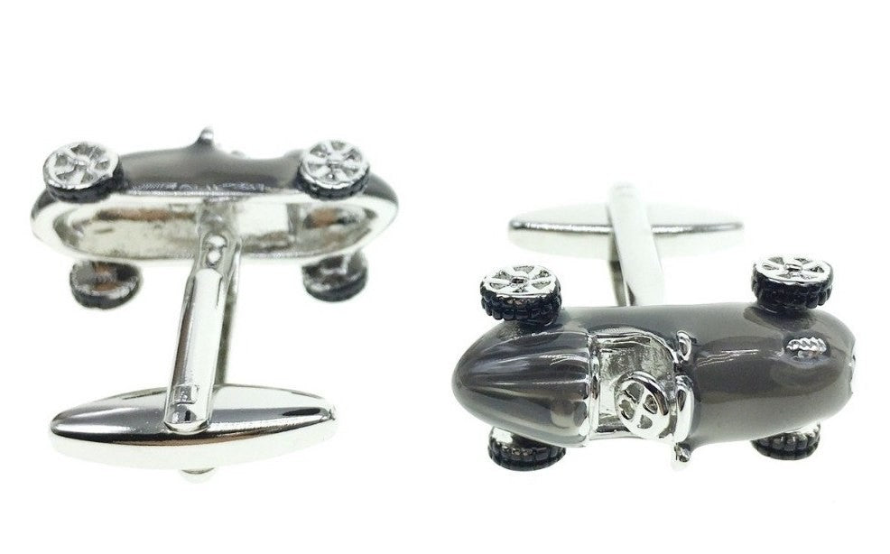 Gemelos de camisa Bolido cool retro style metallic silver motor racing car