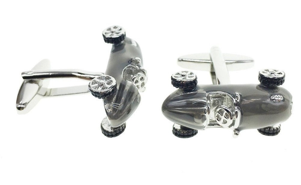 Gemelos de camisa Bolido cool retro style metallic silver motor racing car