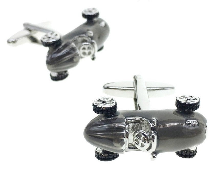 Gemelos de camisa Bolido cool retro style metallic silver motor racing car