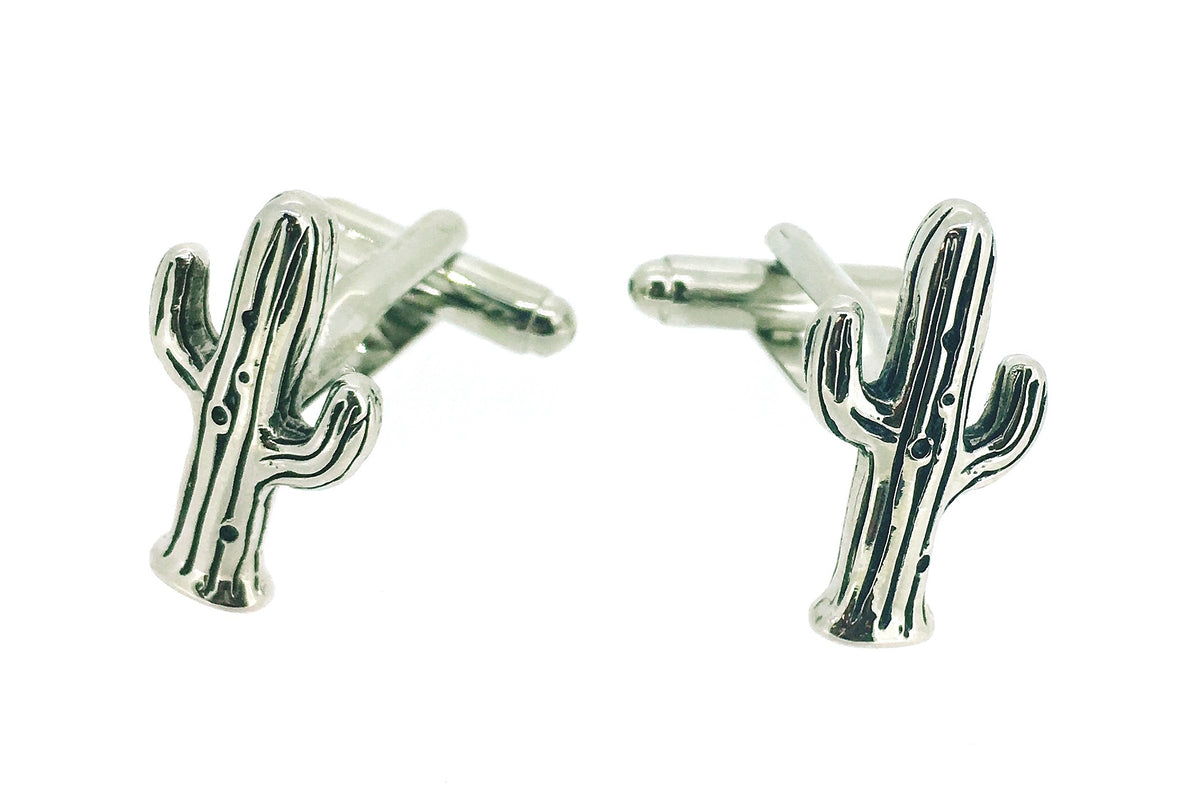 Gemelos de Camisa Cactus 3D Plateado