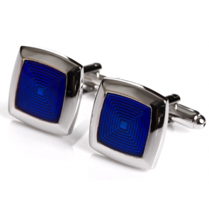 Gemelos de Camisa Concentric Blue Enamel Square