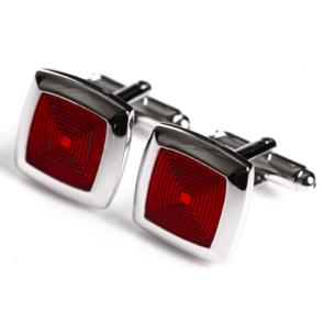 Gemelos de Camisa Cuadrados Concéntricos en Rojo