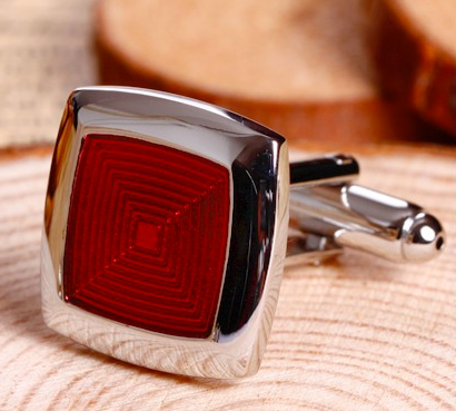 Gemelos de Camisa Cuadrados Concéntricos en Rojo