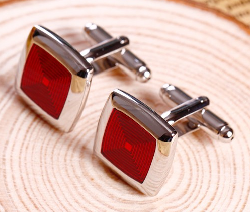 Gemelos de Camisa Cuadrados Concéntricos en Rojo