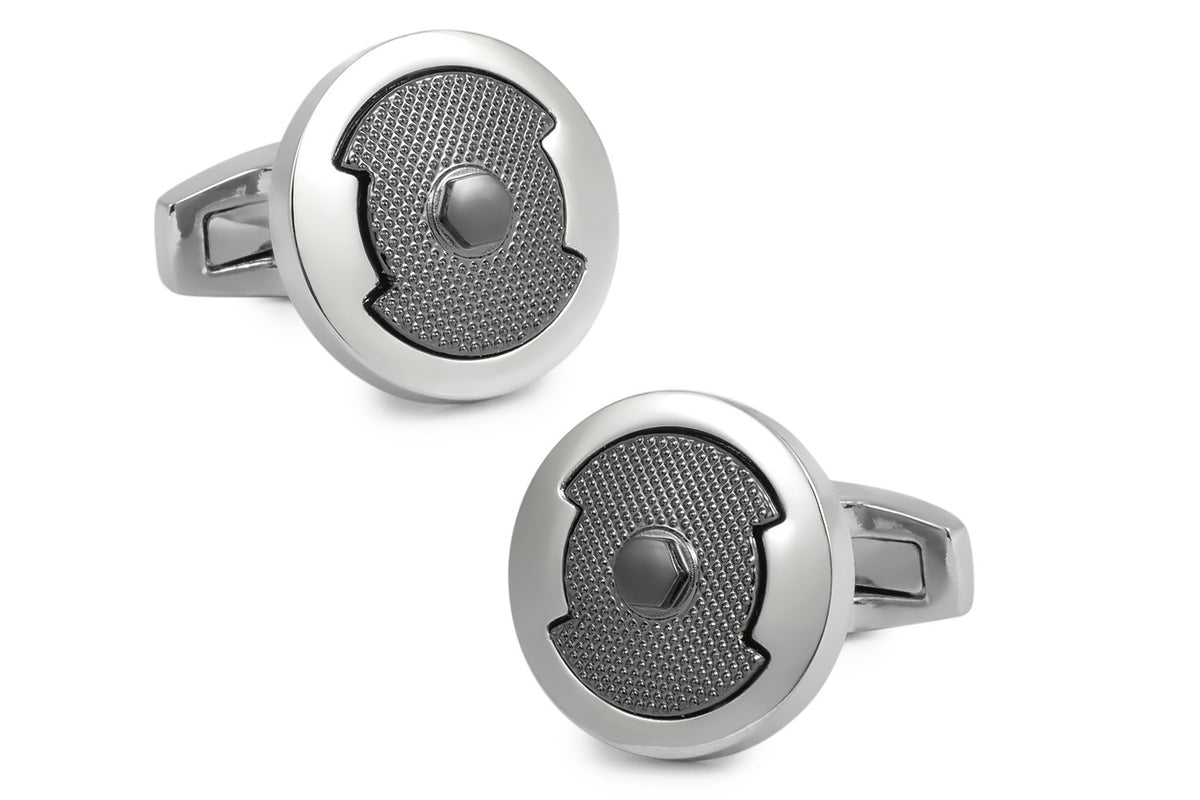 Gemelos de Camisa DAM Dotted Hexagon in Steel 20mm