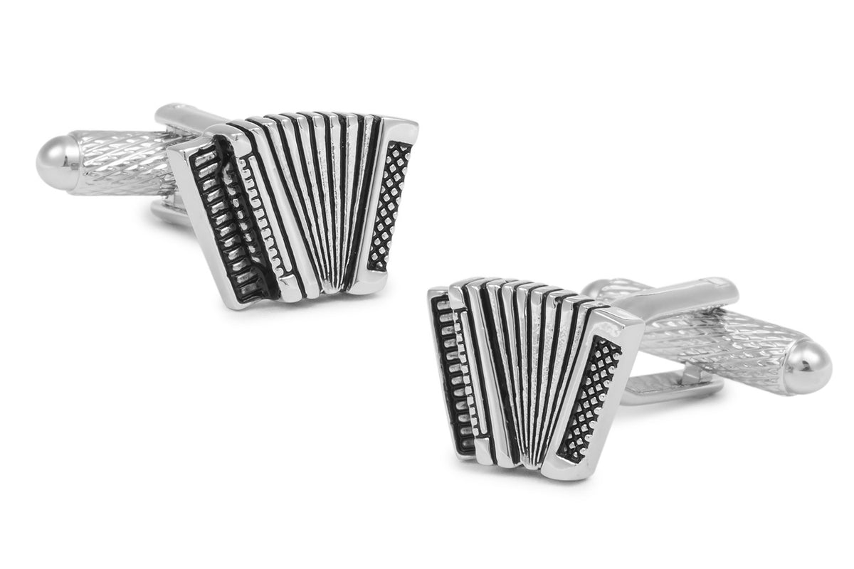 Gemelos de Camisa de Acordeón Plateados - 15x10mm