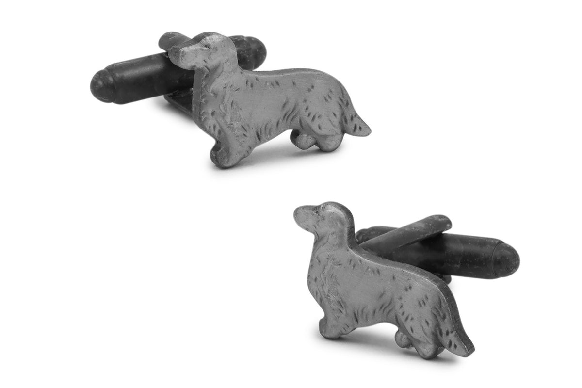 Gemelos para Camisa Perro raza Collie plateado 18x15mm