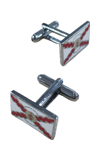 Gemelos de Camisa Detente Sagrado Corazon Aspa Borgoña 18x11mm