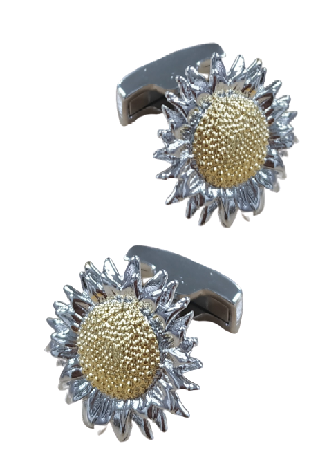 Gemelos de Camisa Girasol Plateado 15mm