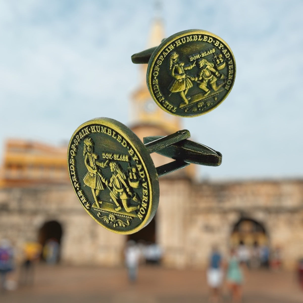 Gemelos de Camisa Moneda Blas de Lezo Cartagena 1741
