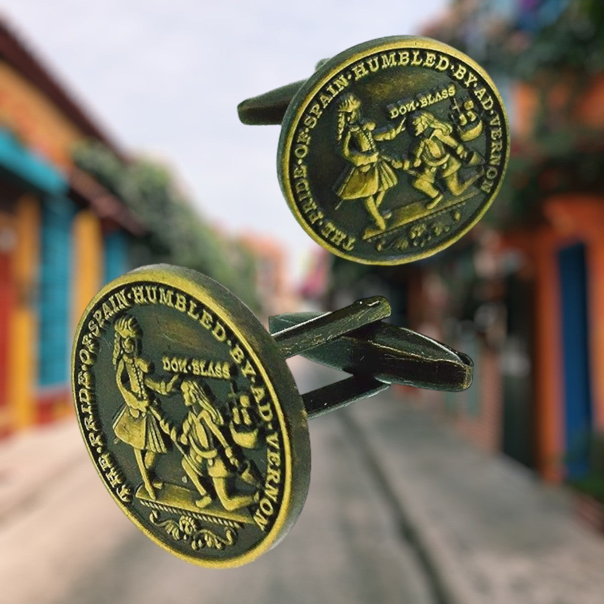 Gemelos de Camisa Moneda Blas de Lezo Cartagena 1741