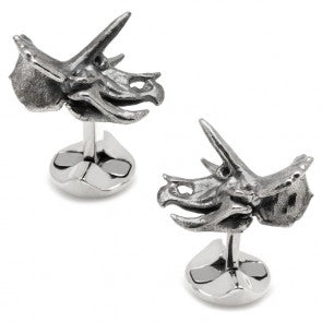 Gemelos de Camisa Plata de Primera Ley Dinosaurio Triceratops Dinosaur