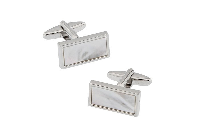 Gemelos de Camisa Plain White Nacared 21x11mm