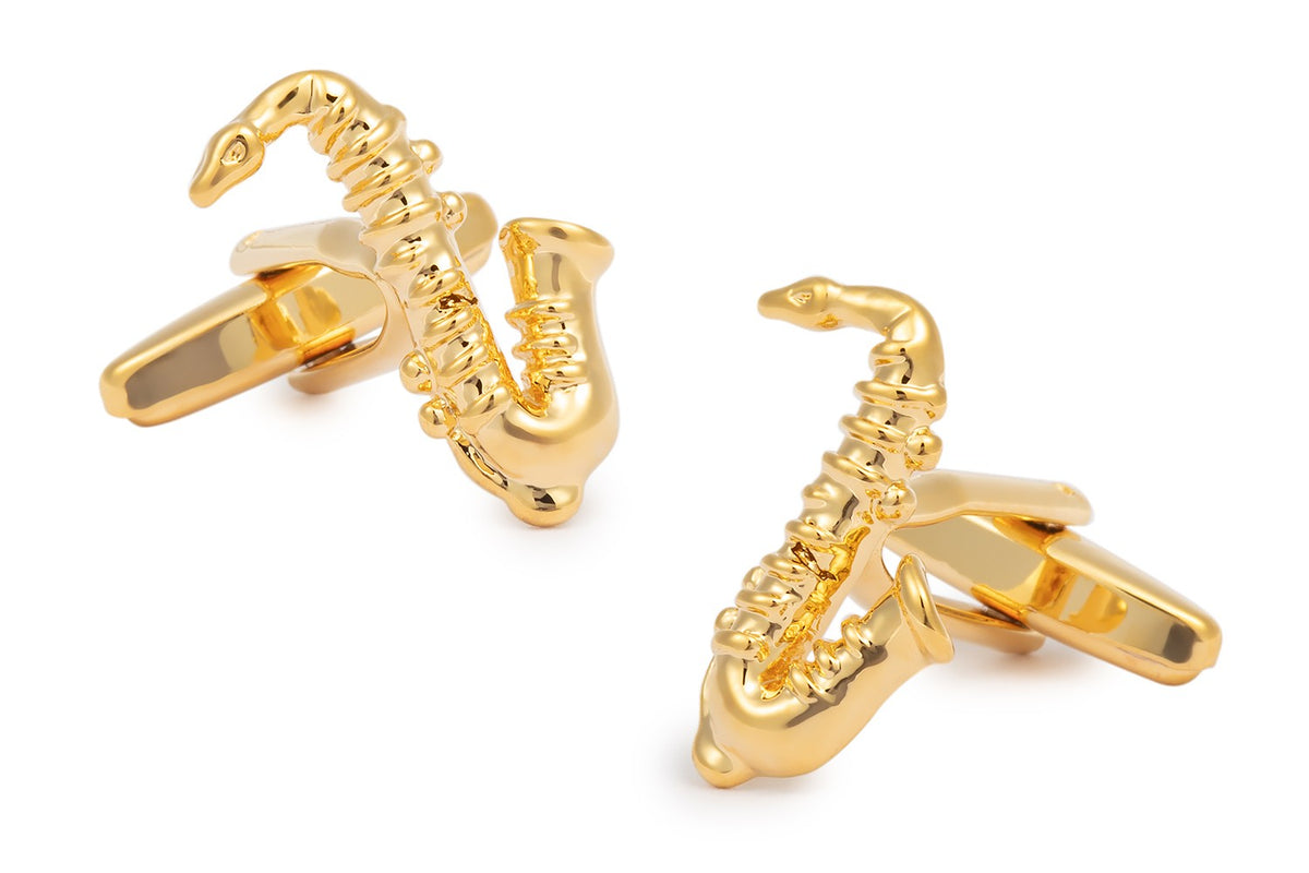 Gemelos de Camisa Saxofón dorado 23x12mm