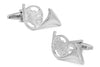 Gemelos de Camisa Trompeta Francesa Plateada 23x12mm