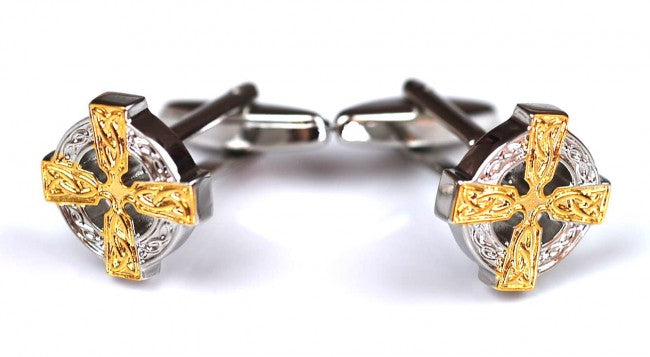 Gemelos de Camisa Two Tone Celtic Round Cross Cufflinks