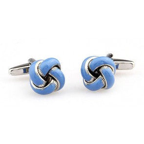 Gemelos de Nudo Esmaltado Azul Cielo
