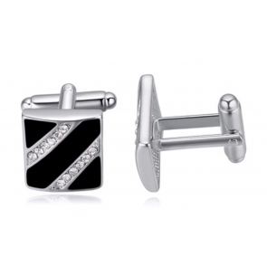 Gemelos para Boda Black Crystal Stripes Cufflinks