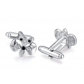 Gemelos para Boda Flower Star Crystal Steel Plated Cufflinks