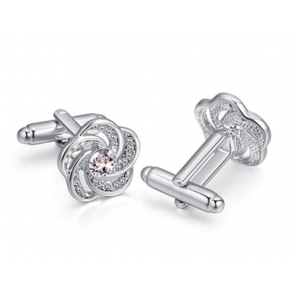 Gemelos para Boda Hexagonal Flower Crystal Steel Plated Cufflinks