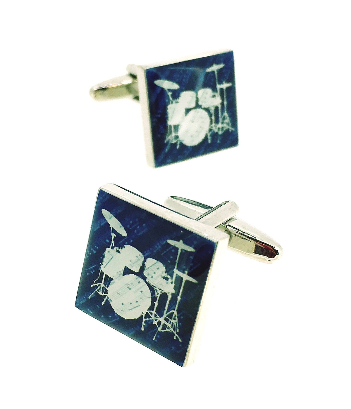 Gemelos para Camisa Batería Instrumental con Notas Musicales cuadrados
