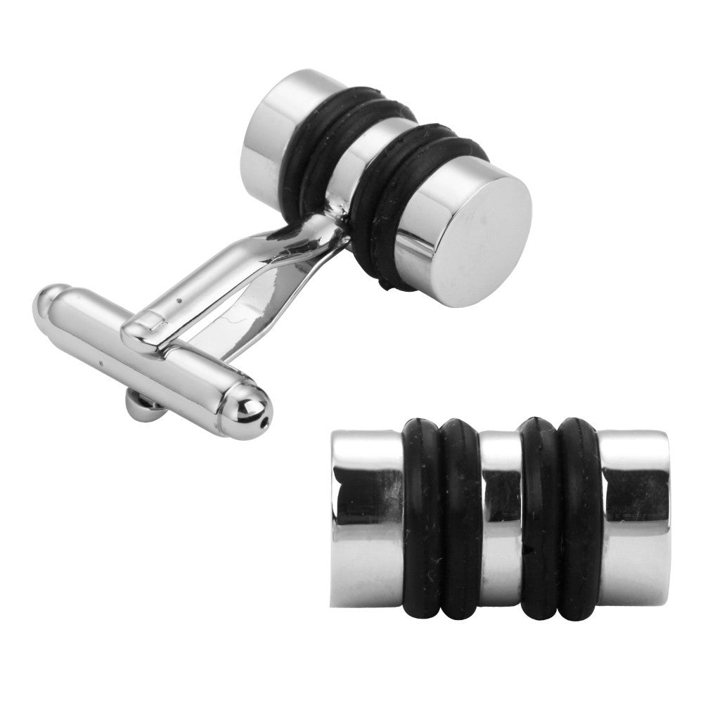 Gemelos para Camisa Black Double Stripe Cilinder