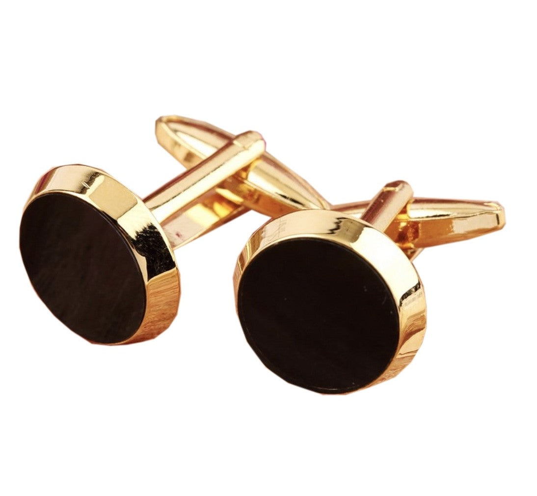 Gemelos para camisa Round Wedding Golden Black Nacared