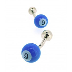 Gemelos para Camisa Bola de Billar Número 9 Celeste