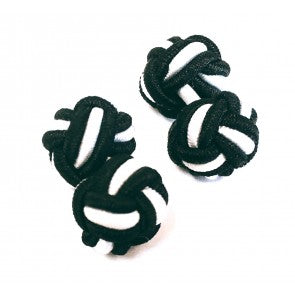 Gemelos para camisa Borla de Seda Bola Negro y Blanco
