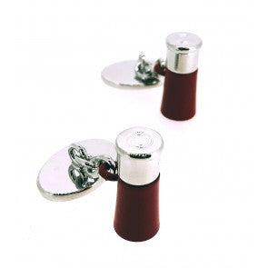 Gemelos para Camisa Carcasa Balas con Cierre para Grabar Rojo y Plateado