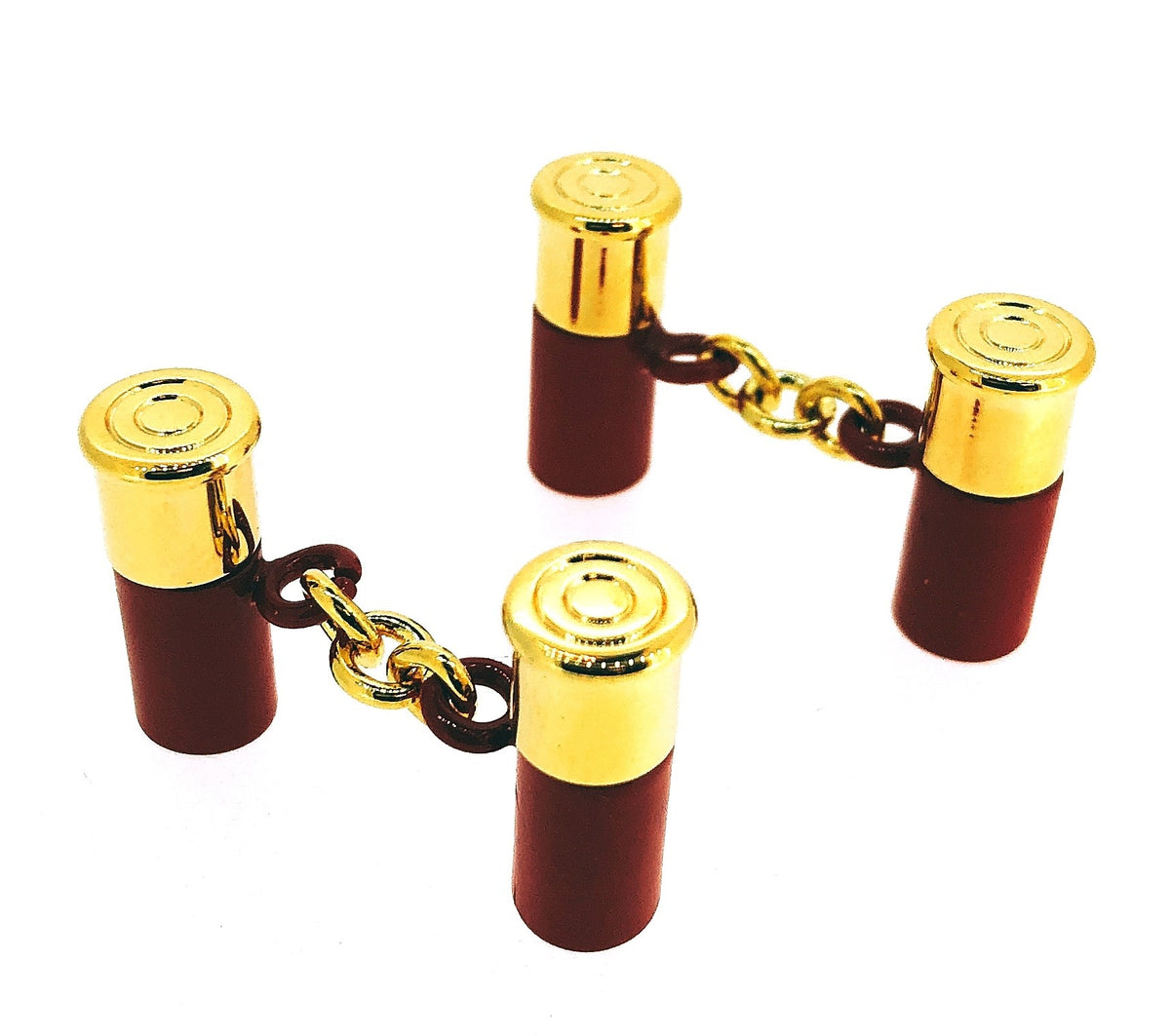 Gemelos para Camisa Carcasa Balas Dorado y Rojo