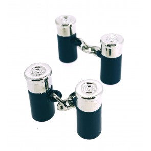 Gemelos para Camisa Carcasa Balas Plateado y Azul
