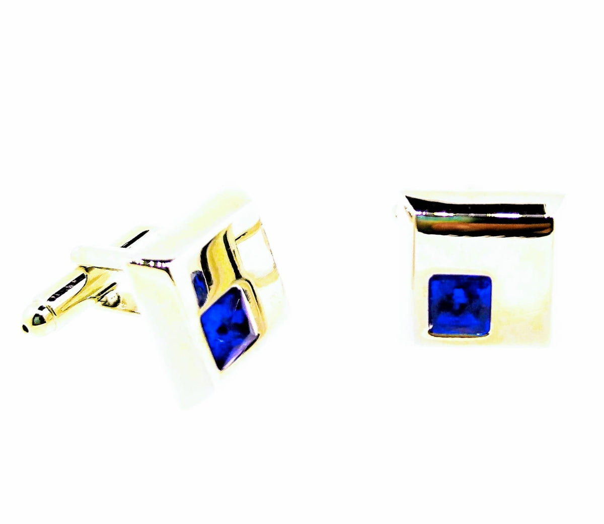 Gemelos para Camisa Cristal Azul Cuadrado 14x14mm