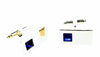 Gemelos para Camisa Cristal Azul Rectangular 20x10mm