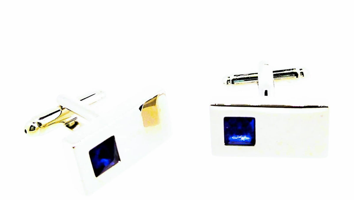 Gemelos para Camisa Cristal Azul Rectangular 20x10mm